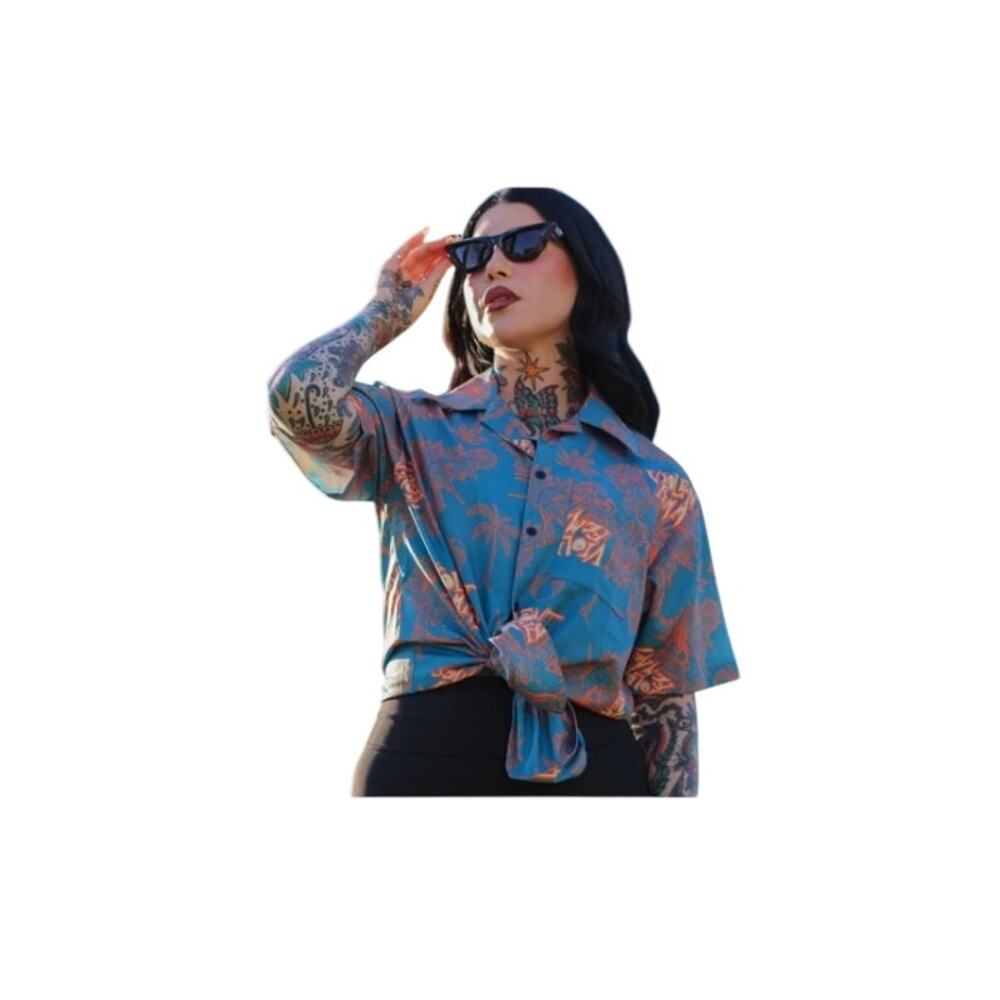 Violent Femmes Flamingo Tiki button down shirt Medium